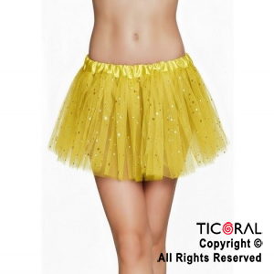 POLLERA TUTU AMARILLO CON BRILLITOS x 1